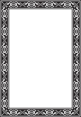 Vector square black monochrome ancient Russian ornament. Slavic rectangle, border, frame. Painting of the royal chambers