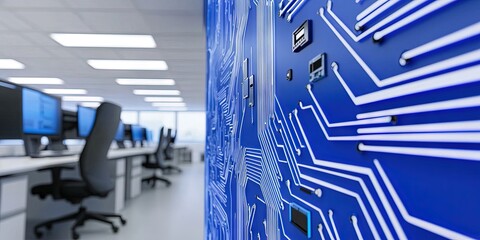 office with circuitry walls for enterprise workplace technology