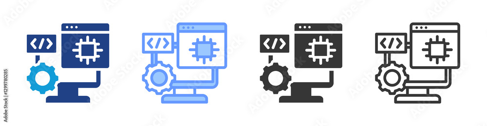 Poster Hardware icon set multiple style collection