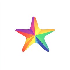 Obraz premium Vibrant Rainbow Starfish on White: A Colorful, Joyful Design