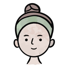 Face before after using skincare Watercolor