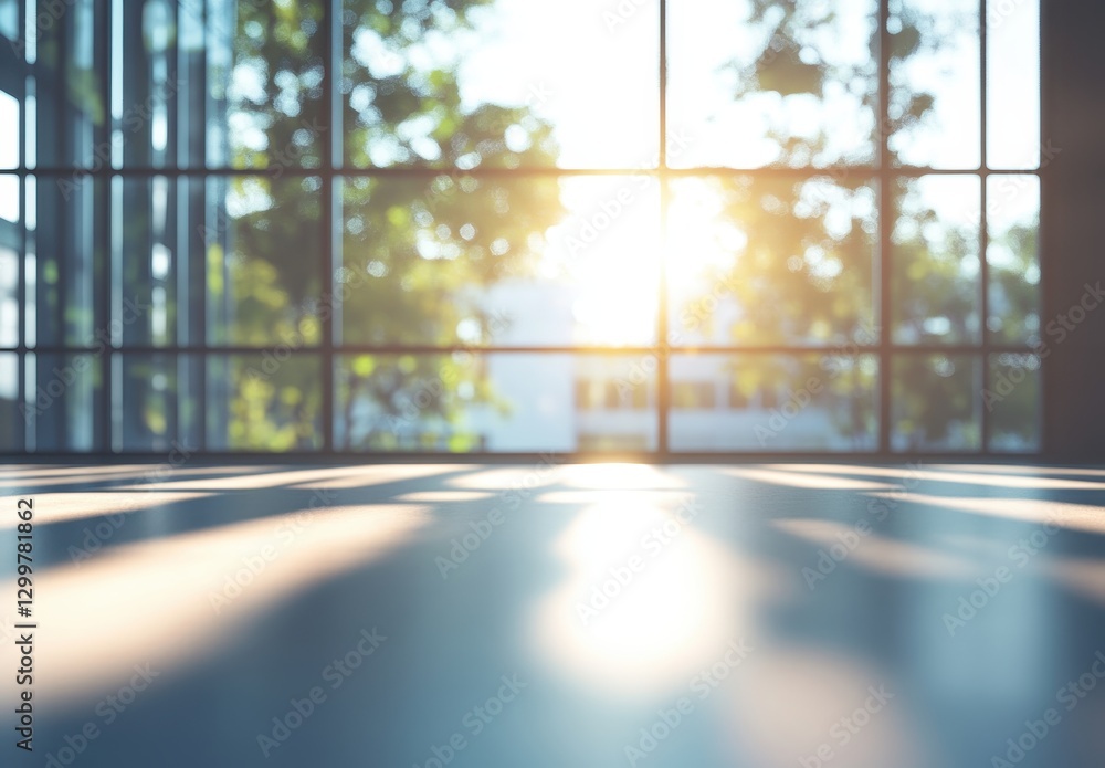 Aufkleber soft morning light through modern windows enhancing tranquil indoor space with nature views and gent