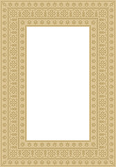 Vector golden square Turkish national ornament. Ottoman border, frame. Ethnic floral rectangle, Seljuk Turks pattern. Decoration of the Sultan's palaces