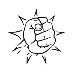 Fist Punch Line Art Hand Drawing