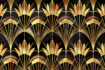 gold  retro art deco patterns in black
