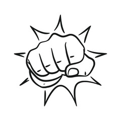 Fist Punch Line Art Hand Drawing
