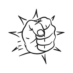 Fist Punch Line Art Hand Drawing