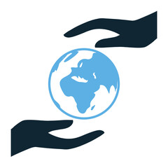 protecting our planet icon vector. Represents sustainability, eco-awareness, and environmental conservation. Perfect for green initiatives and ecological