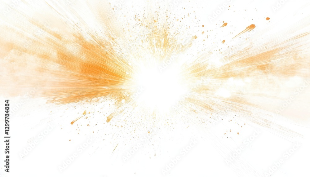 Poster golden explosion abstract background with bright particles and dynamic movement