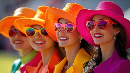 Melbourne Cup Fashion: An eye-catching image of ladies dressed in vibrant outfits for the Melbourne Cup, showcasing the blend of fashion and excitement during this iconic event.