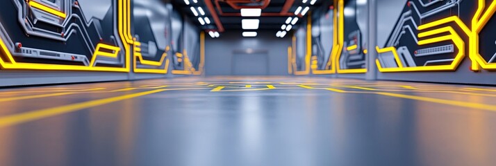 garage with circuitry walls for smart home concept