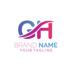 GH logo design. Trendy awesome artistic GH initial based Alphabet icon logo.