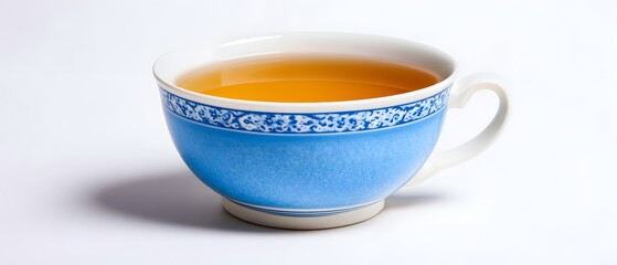 Blue Porcelain Teacup with Herbal Tea Closeup