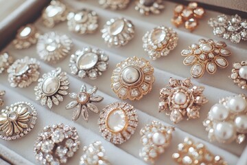 Fototapeta premium Elegant Collection of Assorted Vintage Jewelry with Pearls and Stones