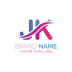 JK logo design. Trendy awesome artistic JK initial based Alphabet icon logo.