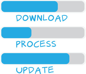 Icons for graphic design, data loading levels, work processes and data updates.