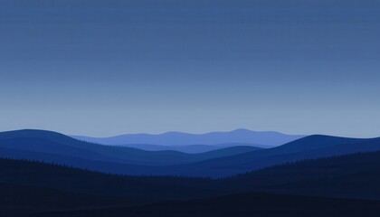 Fototapeta premium Serene Blue Mountain Landscape at Twilight