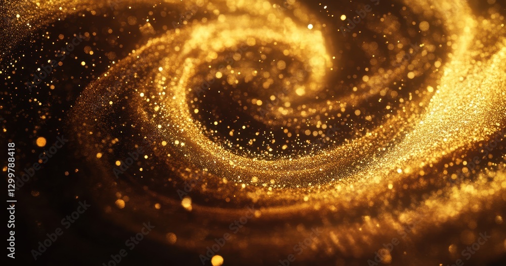 Poster sparkling golden swirl creating an enchanting background of shimmering particles and luminous dust i