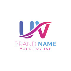 Fototapeta premium UV logo design. Trendy awesome artistic UV initial based Alphabet icon logo.