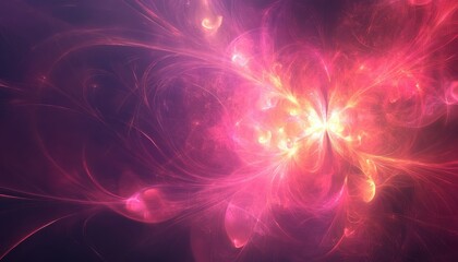 Vibrant Cosmic Nebula with Glowing Pink and Red Energy