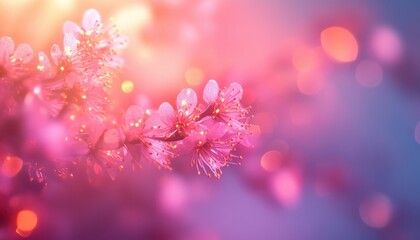Soft Pink Blossoms Glowing at Sunrise A Dreamlike Floral Scene