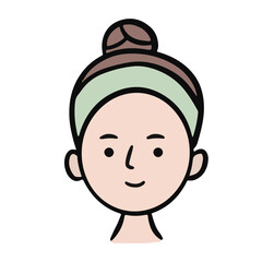 Face before after using skincare cartoon
