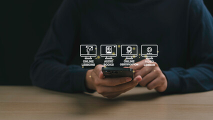 online education and e-learning, including internet lessons. digital courses enhanced. representing artificial intelligence and machine learning in online courses and educational services