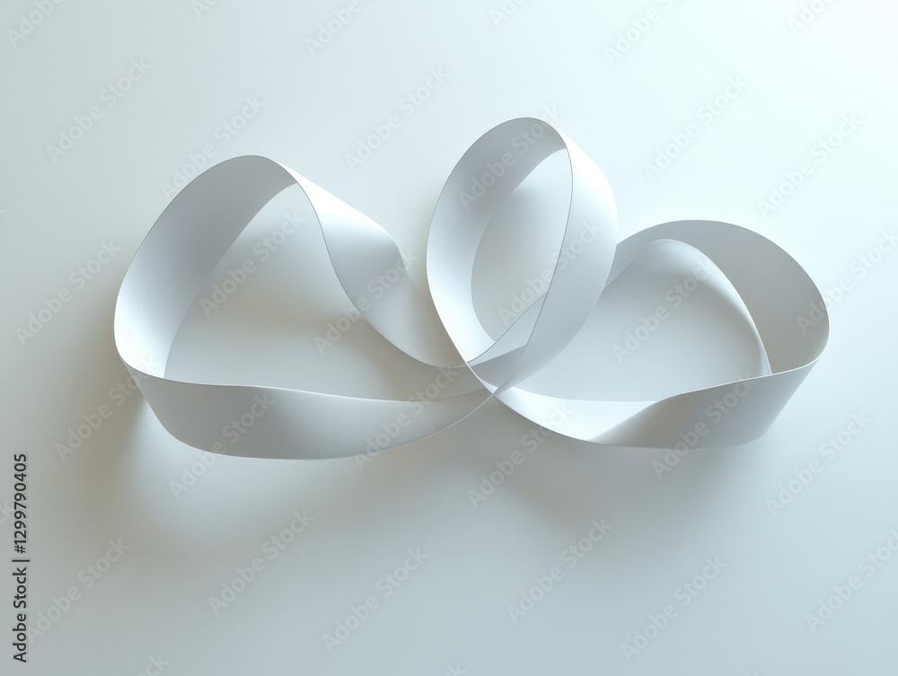 Poster Abstract Composition of a White Ribbon with Smooth Curves and Loops on a Bright Background