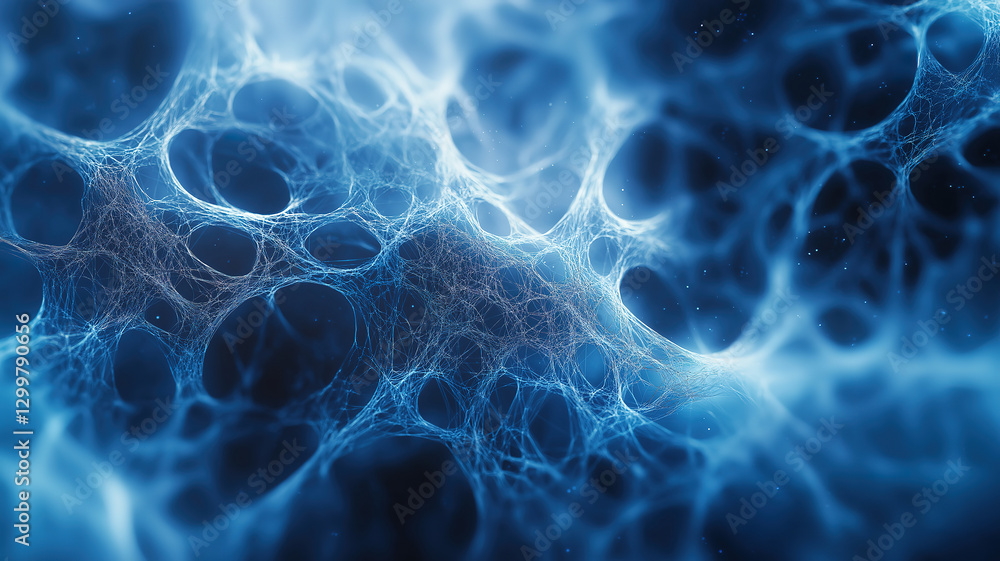 Poster abstract digital network with flowing blue lines creating a seamless connection in technology
