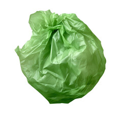 Fototapeta premium Green Trash Bag Filled and Tied Up, Isolated on Transparent Background