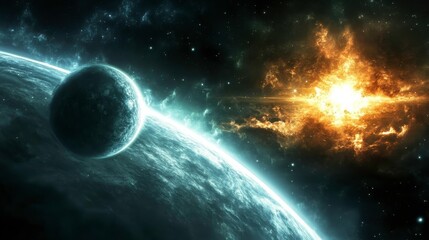 Obraz premium Stunning Cosmic View with Dynamic Light and Dark Contrast