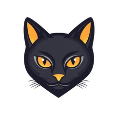 Fototapeta premium Intriguing Black Cat Head Logo: Mysterious, Bold, and Striking Design