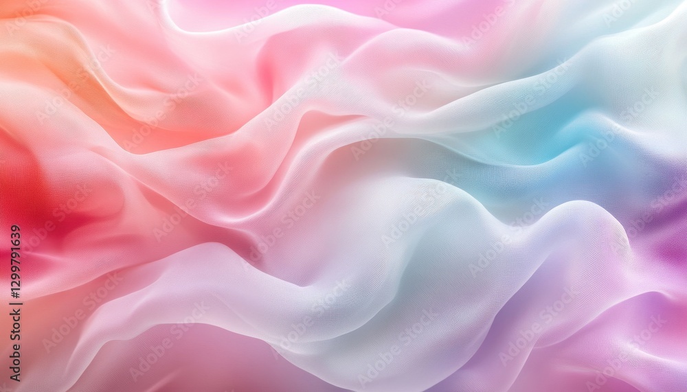 Aufkleber soft pastel fabric texture background with colorful waves and drapes