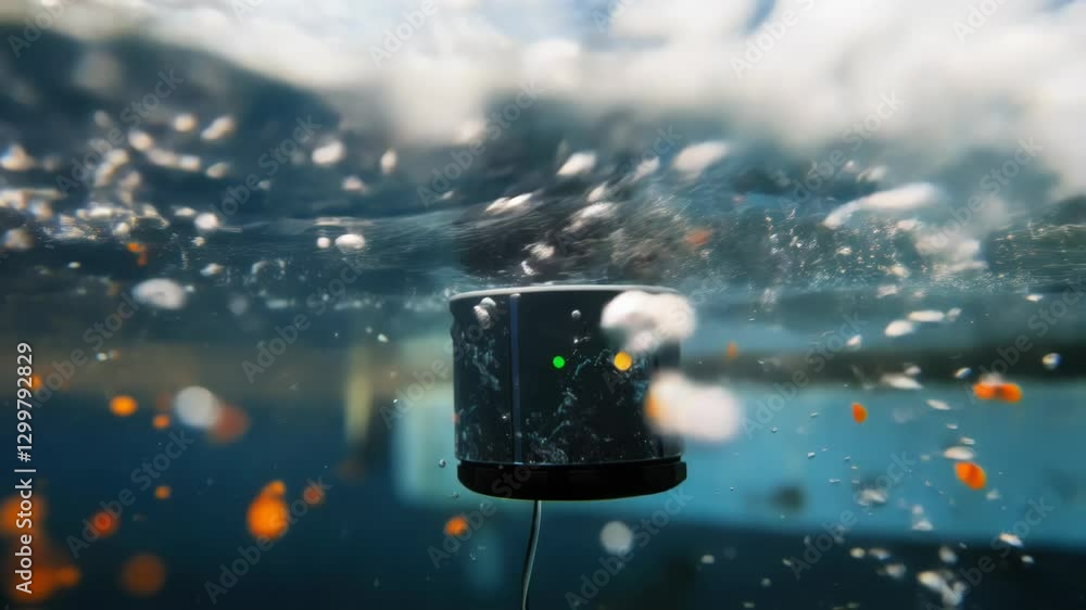 Poster underwater sensor efficiently collecting data and transmitting crucial information for environmental