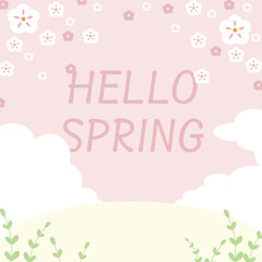 귀여운 벚꽃 , 봄 , 일러스트