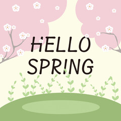 귀여운 벚꽃 , 봄 , 일러스트