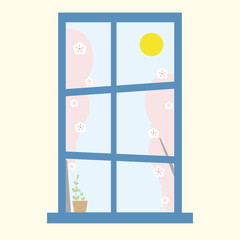 귀여운 벚꽃 , 봄 , 일러스트