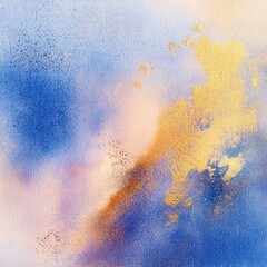 Abstract gold blue watercolor art texture background