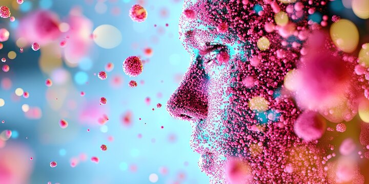 measles concept with viral infection impacting adult