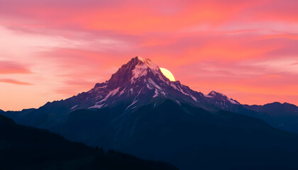Majestic Mountain Sunset Peak Dramatic Landscape Nature Scenery View Sunrise Colorful Sky Clouds Rocks