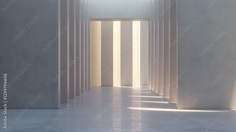 Poster a futuristic minimalist 3d render with interwoven translucent layers, soft light diffusion creating 