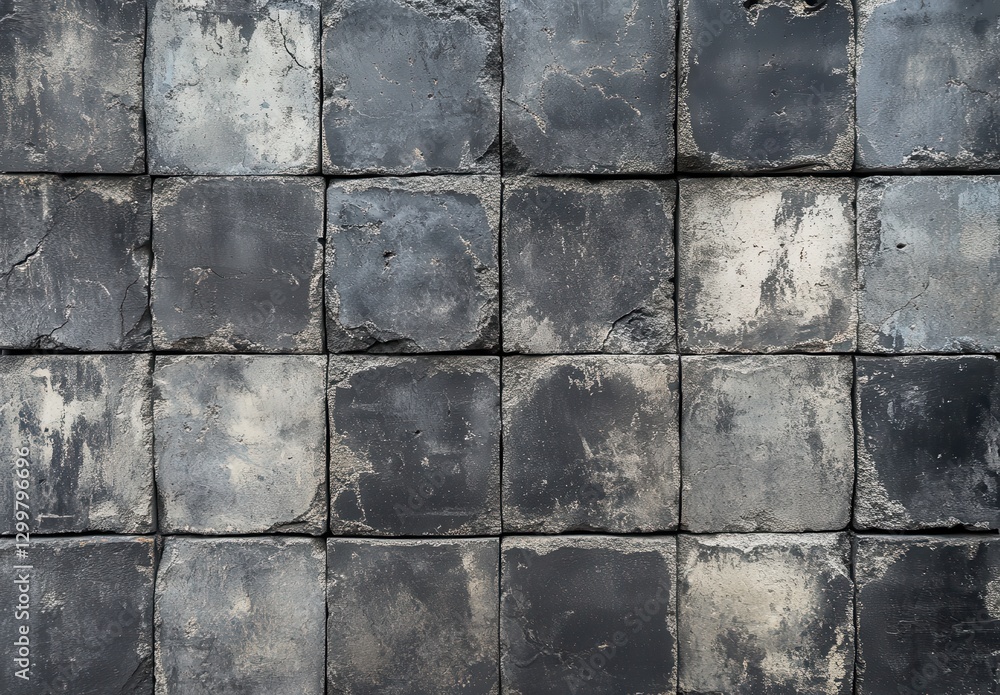 Poster textured gray and black concrete tiles with a worn appearance ideal for background or design use in 