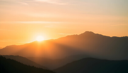 Obraz premium Majestic Mountain Sunset Golden Hour Sunrise Landscape Photography
