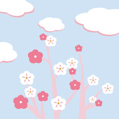 귀여운 벚꽃,봄,식물 일러스트