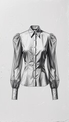 Sketch of a sheer puff sleeve blouse on a plain white background