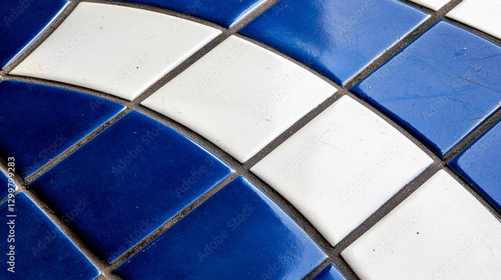 Aufkleber abstract blue and white tile pattern design creating a visually striking geometric composition
