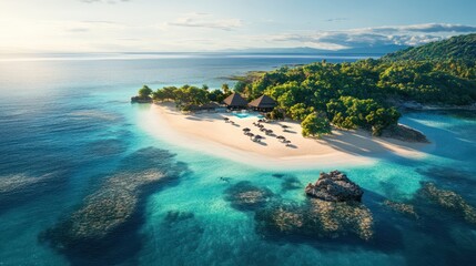 Obraz premium Serene Tropical Island with Clear Waters By Generated AI