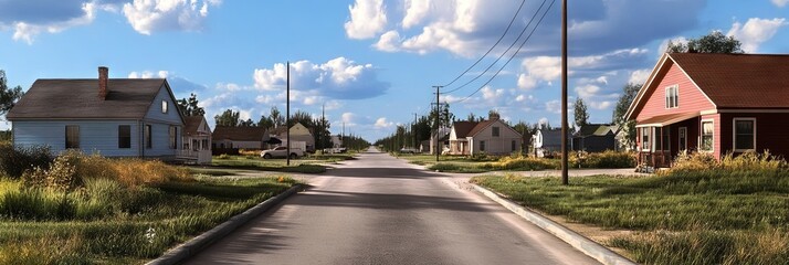 Fototapeta premium american suburb with houses in a residential neighborhood