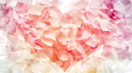 Fototapeta premium Romantic heart shaped rose petals indoor setting floral art soft lighting aesthetic viewpoint love concept
