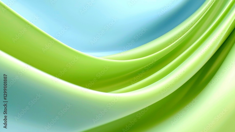 Poster dynamic curves in gradient green and light blue abstract design background decorative presentation